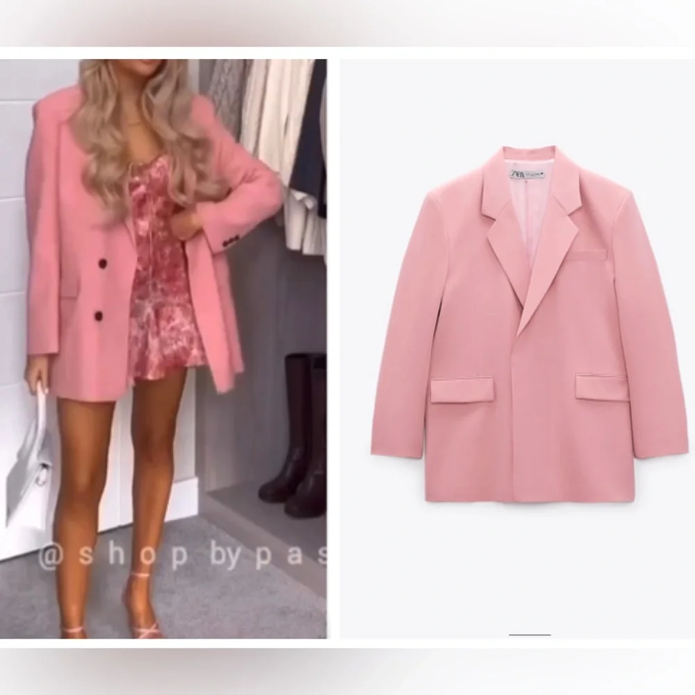 ZARA limited edition oversized double breasted pink blazer blogger favorite - Picture 5 of 14